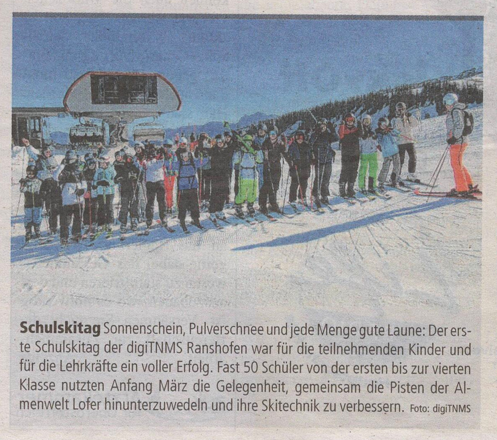 Bild mit Kindern auf der Schipiste